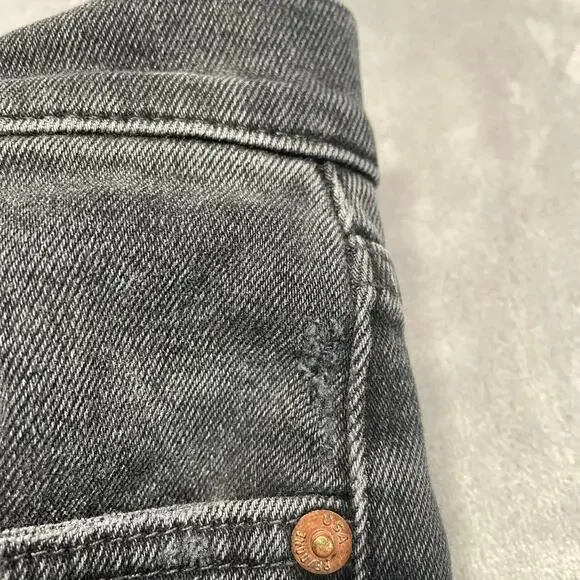 Re/Done Jeans Womens 30 Black 70s Ultra High Rise Stove Pipe Stretch Button Fly - Picture 8 of 15